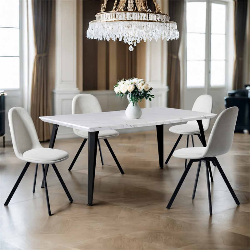 Pemberly Row Contemporary Swivel Dining Chair Set of 4-Beige
