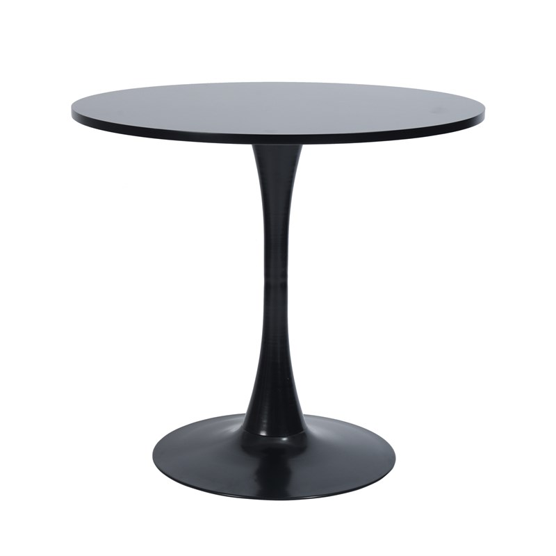 Pemberly Row Modern Black Round Dining Table with MDF Table Top