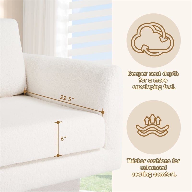 Pemberly Row Swivel Accent Chair 30inch W Teddy Sherpa Round Armchair Cream