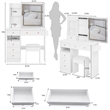 Pemberly Row Modern Vanity Desk with Mirror and Storage Shelves-White