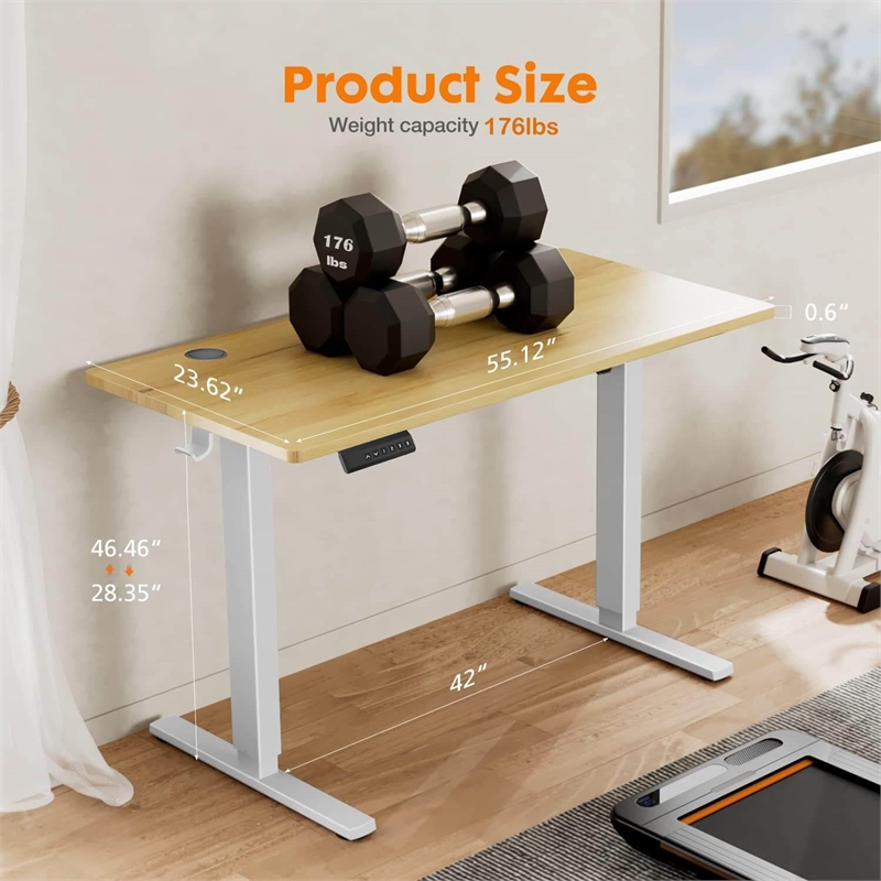 Pemberly Row Height Adjustable Electric Standing Ergonomic Computer Desk-Yellow