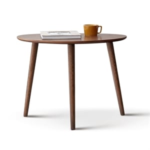 Pemberly Row Mid-Century Modern Wooden Side Walnut Table with Round Top