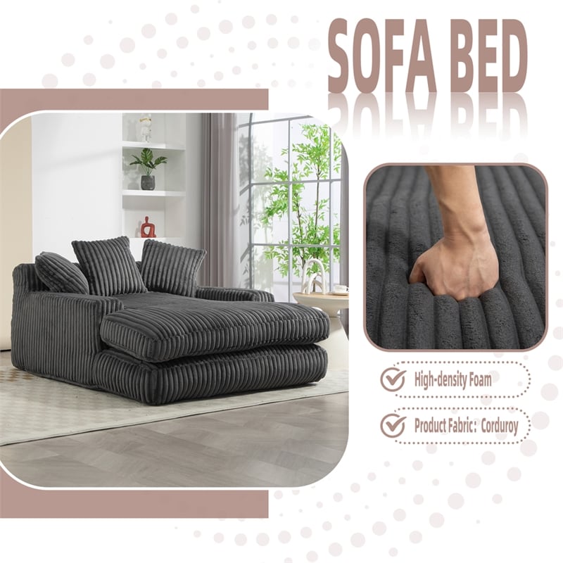 Pemberly Row Convertible lazy Sofa Bed with Adjustable Backrest Dark Gray