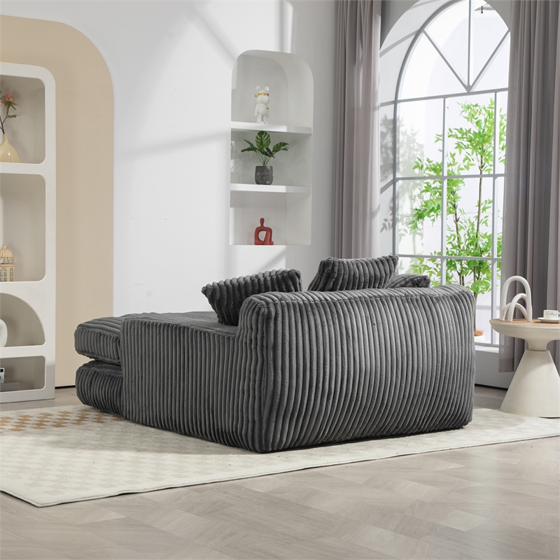 Pemberly Row Convertible lazy Sofa Bed with Adjustable Backrest Dark Gray