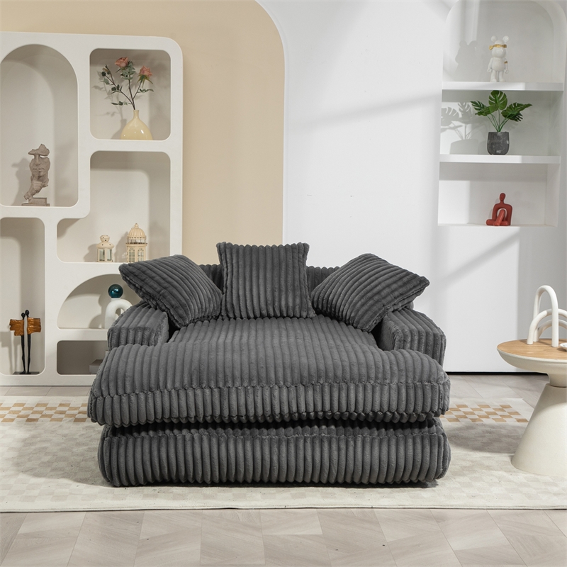 Pemberly Row Convertible lazy Sofa Bed with Adjustable Backrest Dark Gray