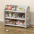 Pemberly Row Kids Toy Storage Organizer with Removable Bins-Gray