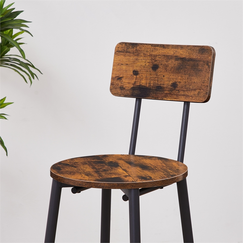 Pemberly Row Rustic Industrial Bar Stools with Adjustable Height-Rustic Brown