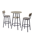Pemberly Row Adjustable Rustic Bar Stools with Wooden Backrest-Gray