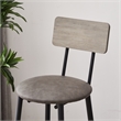 Pemberly Row Adjustable Rustic Bar Stools with Wooden Backrest-Gray