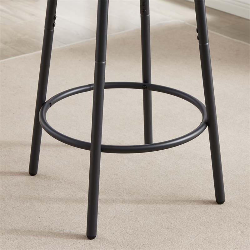 Pemberly Row Adjustable Rustic Bar Stools with Wooden Backrest-Gray