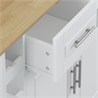 Pemberly Row Rolling Kitchen Island with Wine Rack&Drop-Leaf Countertop-White