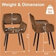 Pemberly Row Dining Chairs Set of 2 Upholstered Seat with Arms Metal Legs Brown