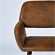 Pemberly Row Dining Chairs Set of 2 Upholstered Seat with Arms Metal Legs Brown