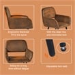 Pemberly Row Dining Chairs Set of 2 Upholstered Seat with Arms Metal Legs Brown