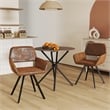Pemberly Row Dining Chairs Set of 2 Upholstered Seat with Arms Metal Legs Brown
