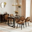 Pemberly Row Dining Chairs Set of 2 Upholstered Seat with Arms Metal Legs Brown