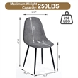 Pemberly Row Dining Chairs Set of 4 Upholstered Seat with Black Metal Legs Grey