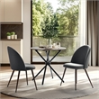 Pemberly Row Dining Chairs Set of 2 Gray Fabric with Walnut Metal Legs