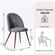 Pemberly Row Dining Chairs Set of 2 Gray Fabric with Walnut Metal Legs