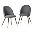 Pemberly Row Dining Chairs Set of 2 Gray Fabric with Walnut Metal Legs