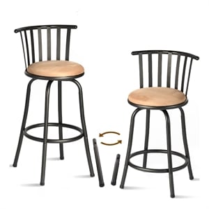 Pemberly Row Adjustable Height Metal Bar Stools Set of 2 Brown