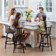 Pemberly Row Metal Bar Stools for Home with Adjustable Leg Set of 3 Brown
