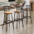 Pemberly Row Metal Bar Stools for Home with Adjustable Leg Set of 3 Brown