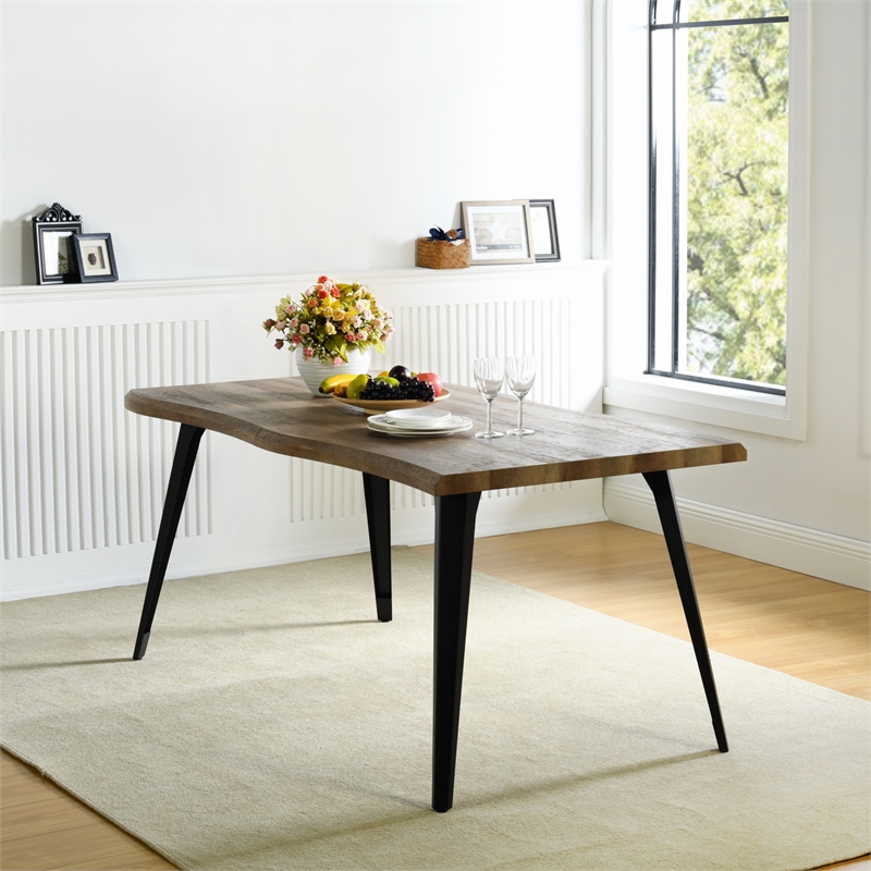 Pemberly Row Dining Table MDF Wave Edge Writing Home Office Desk Walnut