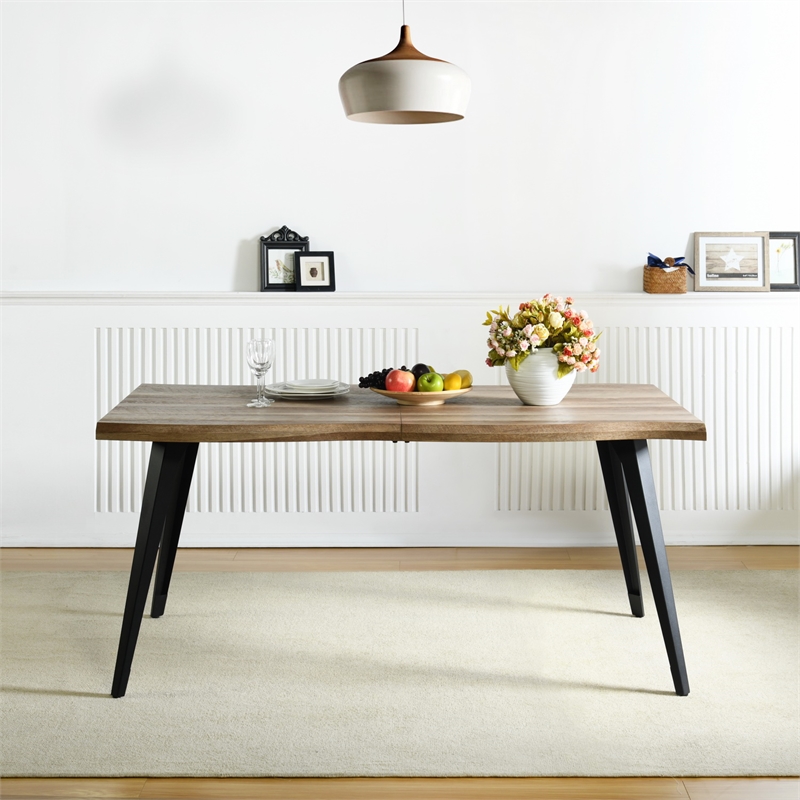 Pemberly Row Dining Table MDF Wave Edge Writing Home Office Desk Walnut