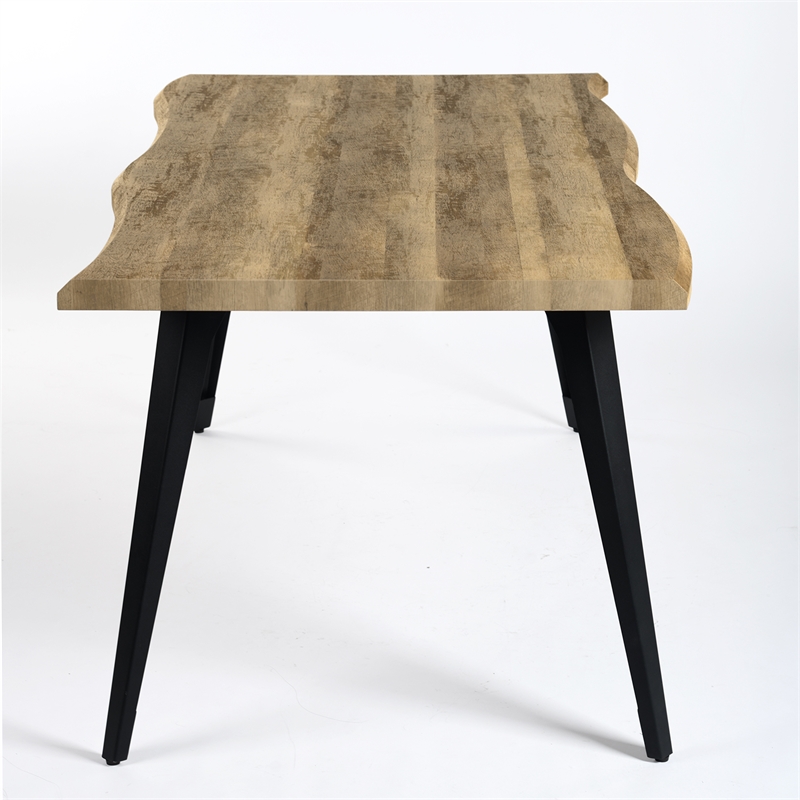 Pemberly Row Dining Table MDF Wave Edge Writing Home Office Desk Walnut