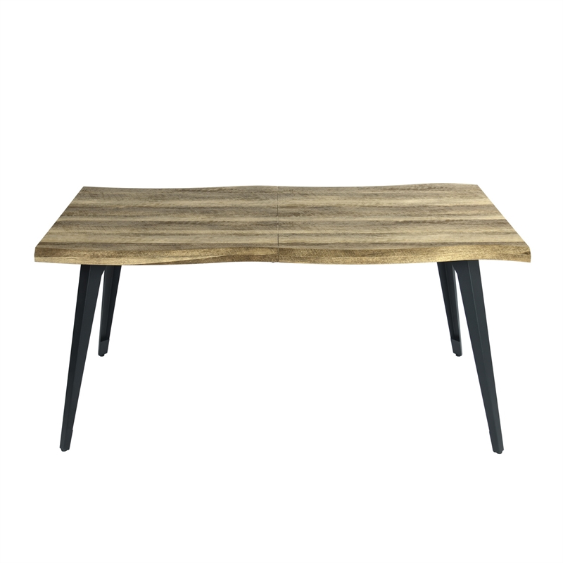 Pemberly Row Dining Table MDF Wave Edge Writing Home Office Desk Walnut