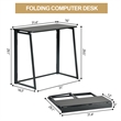 Pemberly Row Contemporary Foldable Black Home Office Desk with MDF Top