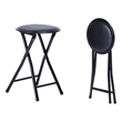 Pemberly Row Black Folding Chairs Set of 1 PVC Seat Metal Frame