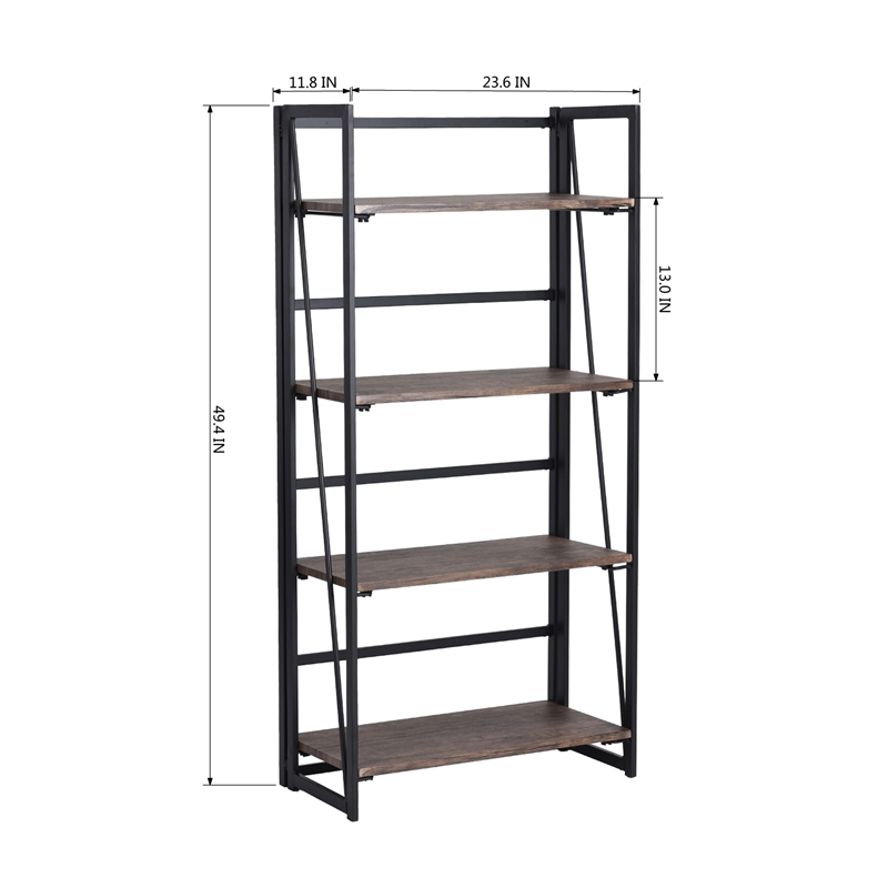 Pemberly Row 5 Tier Industrial Storage Shelf with Metal Frame Rustic Brown