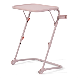 Pemberly Row Adjustable Folding TV Dining Tray Table with Cup Holder Pink
