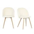 Pemberly Row Beige Dining Chair Set of 2 Comfortable Upholstered Chairs