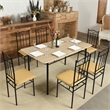 Pemberly Row 6 Piece Dining Set with PU Leather Seats Perfect for Home Beech