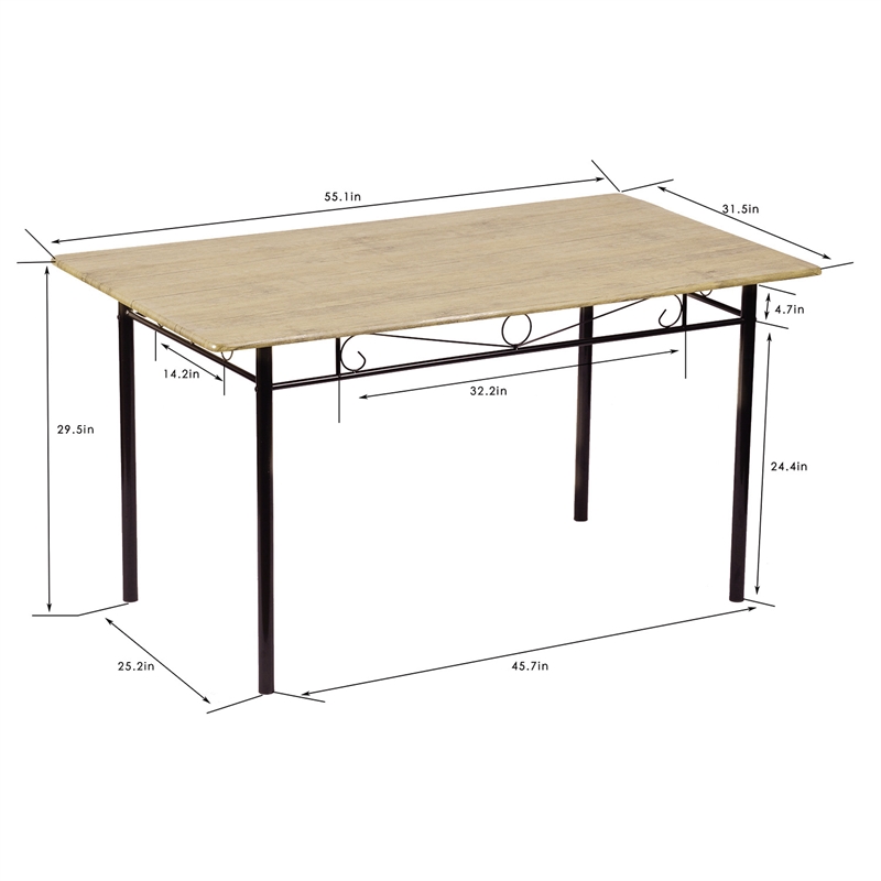 Pemberly Row 6 Piece Dining Set with PU Leather Seats Perfect for Home Beech