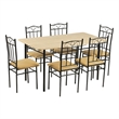 Pemberly Row 6 Piece Dining Set with PU Leather Seats Perfect for Home Beech