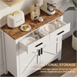 Pemberly Row White Wood Cabinet with Rustic Oak Top and Storage Drawers