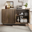 Pemberly Row Living & Dining Walnut Geometric Sideboard 4-Door Storage Cabinet
