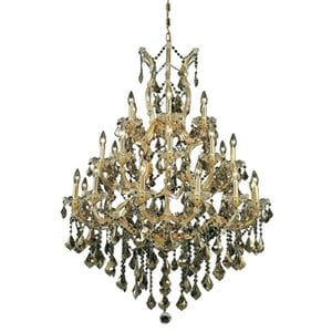 Pemberly Row Glam 38&quot 28 Light Royal Crystal Chandelier in Gold