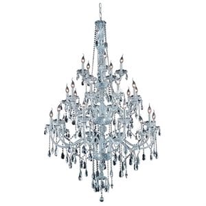 Pemberly Row Glam 43&quot 25 Light Royal Crystal Chandelier in Chrome
