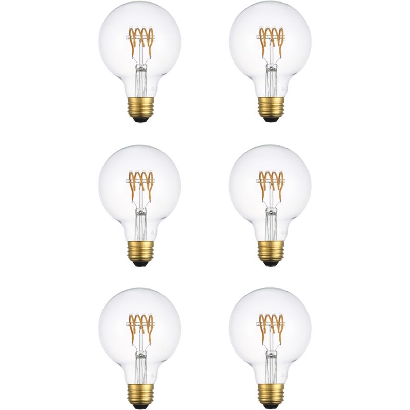 Pemberly Row 6W 3000K LED Horizontal Helix Glass Light Bulb (Set of 6)