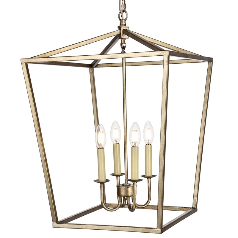 Pemberly Row 4-Light Transitional Metal Pendant in Vintage Silver