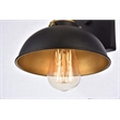 Pemberly Row 1-Light Transitional Metal Wall Sconce in Black and Brass