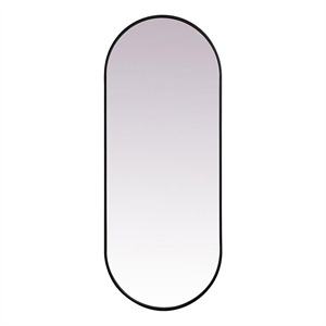 Pemberly Row 24x60&quot Oval Modern Metal Wall-Mounted Mirror in Black