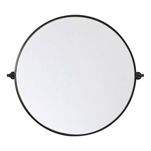 Pemberly Row Modern 30x30&quot Round Aluminum Pivot Mirror in Black