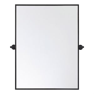 Pemberly Row 32x24&quot Rectangle Aluminum Pivot Mirror in Black