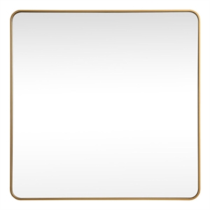Pemberly Row 48&quot x 48&quot Soft Corner Square Metal Mirror in Brass